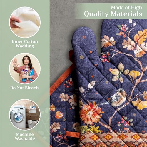 100% Cotton Oven Mitt & Pot Holder Set (020 - Kelim - Infinity / 7.5" x 13" & 8" x 8" (Oven Mitt & Pot Holder))