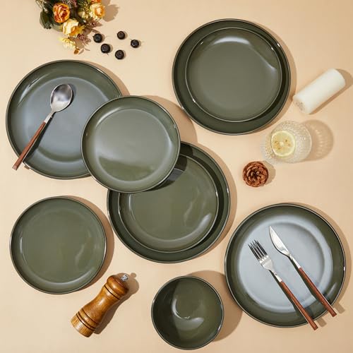 Stoneware Dinnerware Sets for 4 (Blackish Green / Set (12pcs))