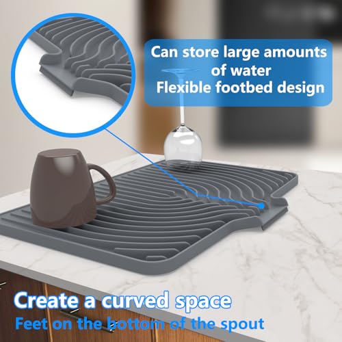 Dish drying mats for kitchen counter (18"×12" / Gray)