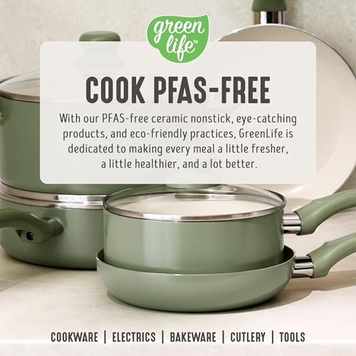 2 Piece 8" & 10" (8" and 10" Frying Pan Skillet Set / Sage Green)