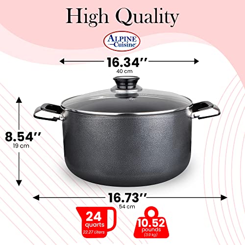 24 Quart Non stick Stock Pot with Tempered Glass Lid and Carrying Handles (24-Quart Stock Pot / Standard Packaging)