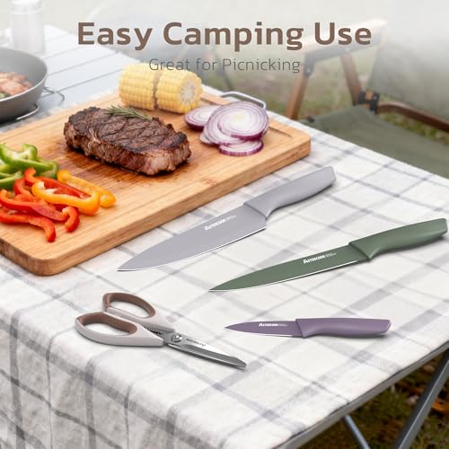 Knife Set 13 Pieces Kitchen Knives Set with Healthy Anti (Morandi)