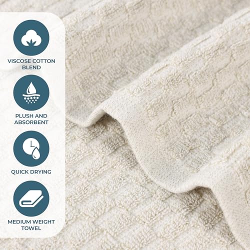Juno Viscose Cotton Blend Medium Weight Small Towels (12 Piece Washcloth Set / Beige)