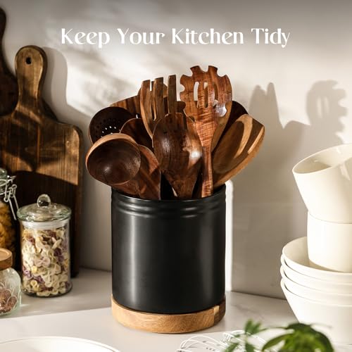 7.6" 360° Rotating Utensil Holder (Matte Black / 7.6 Inch)