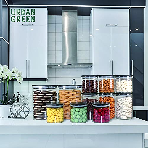 Glass Jars with Airtight Black Lids (6 Sets of 20oz)