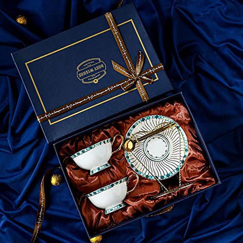 Chinese Bone China Coffee Tea Set (Sapphire 2 Cups)