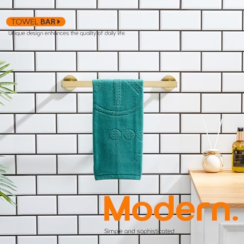 16 Inch Bathroom Towel Bar Bath Towel Rack Kitchen Towel Holder Towel Hanger Wall Mounted SUS304 Stainless Steel Brushed Gold AN4001GD (Brushed Gold / 16-Inch)