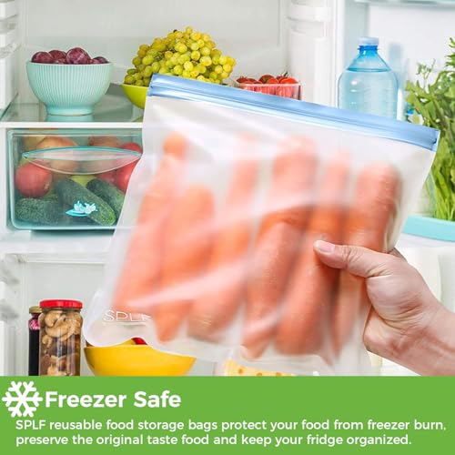 12 Pack Dishwasher Safe Reusable Freezer Bags (12 Pack-2 Gallon 5 Sandwich 5 Snack / Colorful)