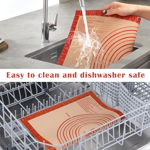 Extra Thick Silicone Pastry Mat Large for NonStick Baking Mat Measurement (Red / 20"L x 16"W)