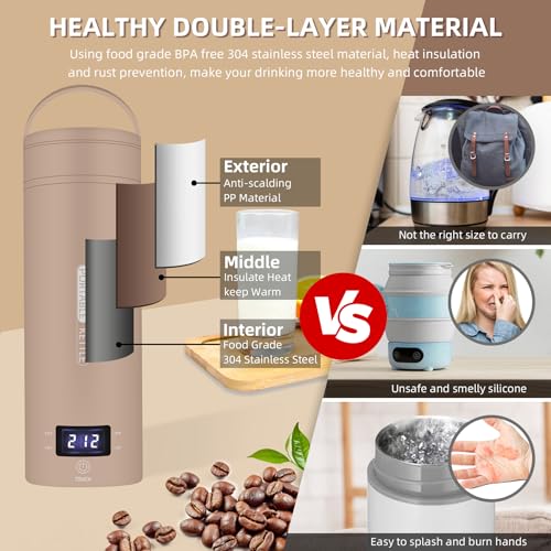 Portable Electric Kettle Travel (Khaki)