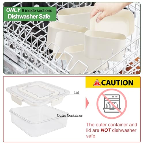 Small Snackle Box Snack Containers with Lids (6 Compartments-2pcs / White)