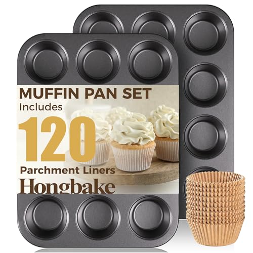 Muffin Pans with 120 Natural Parchment Liners
