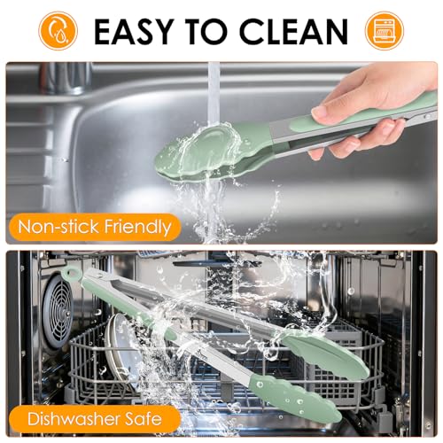 Small Silicone Kitchen Tongs 7 (Light Green)