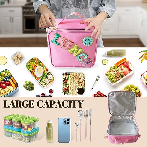 Insulated Lunch Bag With Adjustable Shoulder Strap (Pink)