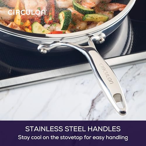 C1 Series Clad Stainless Steel with ScratchDefense Technology Cookware Nonstick Induction Frying Pan (12.5-Inch)