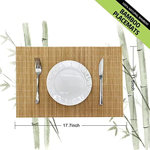 Set of 4 Pcs Bamboo Placemats Sushi Rolling Mat Japanese Style Natural Anti (Brown / Set of 4)