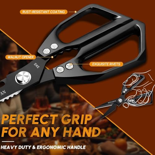 Kitchen Scissors for Food (Bright Black)