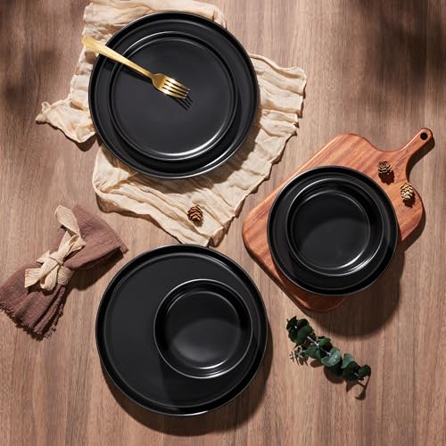 Stoneware Dinnerware Sets for 2 (Matte Black / Service for 2)