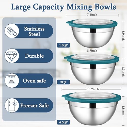 Stainless Steel Metal Mixing Bowls (6 Count)