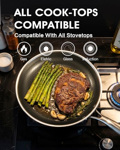 Hybrid Non Stick Frying Pans with Lid (Silver)
