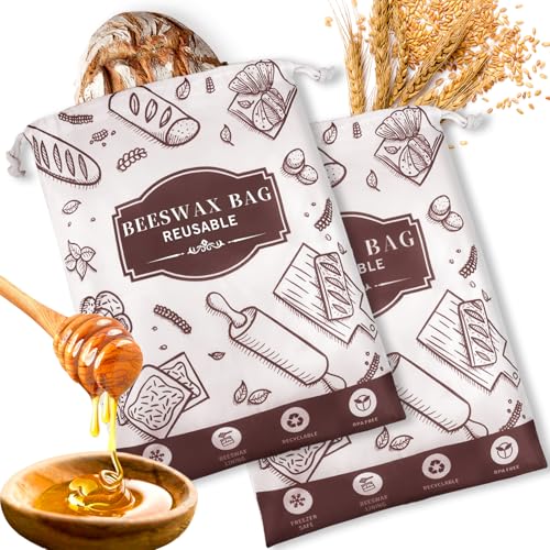 2 Pack Beeswax Bread Bags for Homemade Bread