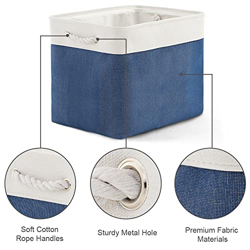 Organization and Storage Basket for Gifts Empty (White & Jean Blue / Large Cube-2 Pack)