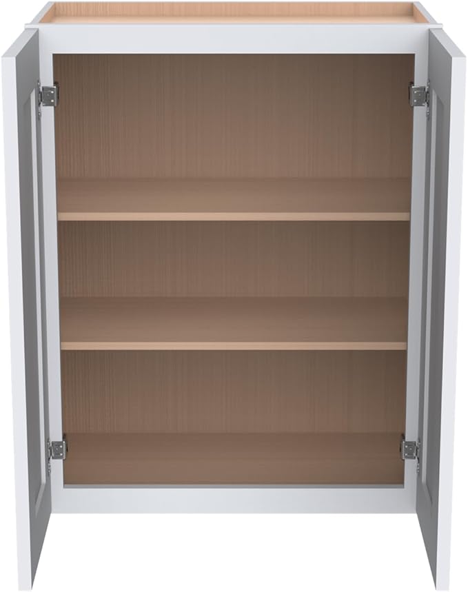 Wall-Mounted Cabinet – Solid Wood Shaker Style Medicine Cabinet with Adjustable Shelves & Soft-Close Doors for Bathroom, Kitchen, and Office Storage (White, 30" W x 12" D x 30" H)