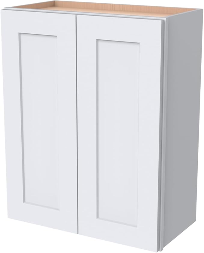 Wall-Mounted Cabinet – Solid Wood Shaker Style Medicine Cabinet with Adjustable Shelves & Soft-Close Doors for Bathroom, Kitchen, and Office Storage (White, 30" W x 12" D x 36" H)