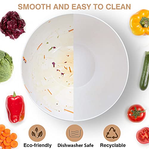 11.3" Extra Large Salad Serving Bowl Set with Wooden Lid&Utensils (11.3 inch / Matte White)