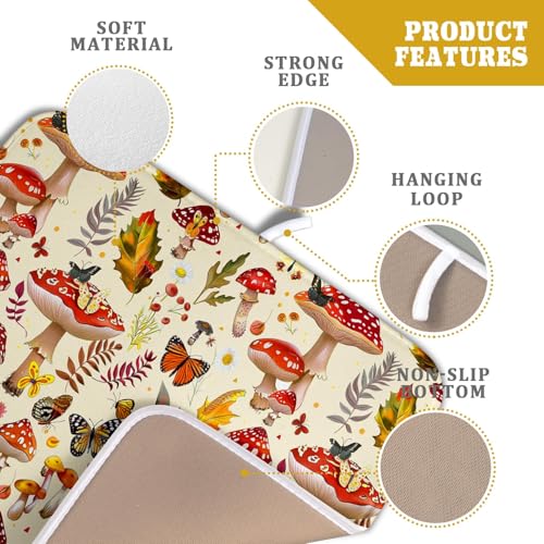 Forest Mushroom Dish Drying Mats Wild Plant Butterfly Kitchen Sink Rack Mats 16 X 18 Inch (Wild Plant - Multi / 18" x 16")