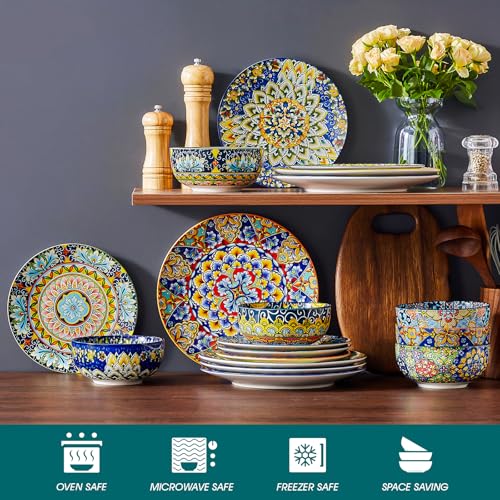 18 Pieces Dinnerware Sets (Service for 6 (18 Pcs) / Bohemian Style)