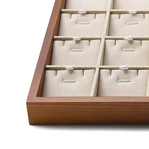 Wooden Jewelry Tray (Creamy-white 24 grid necklace/pendant jewelry tray)