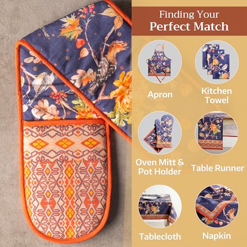 Double Oven Mitts 100% Cotton Double Oven Glove (020 - Kelim - Infinity / 7" x 35" (Double Oven Mitt))