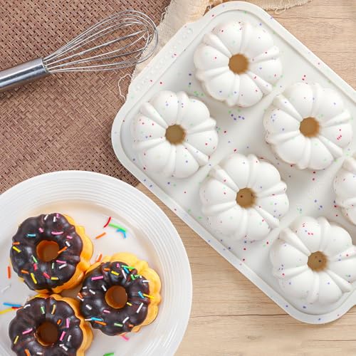 3 Inch Mini Fluted Tube Cake Pans for Baking with Metal Reinforced Frame (Mini Creamy: 1 pc)