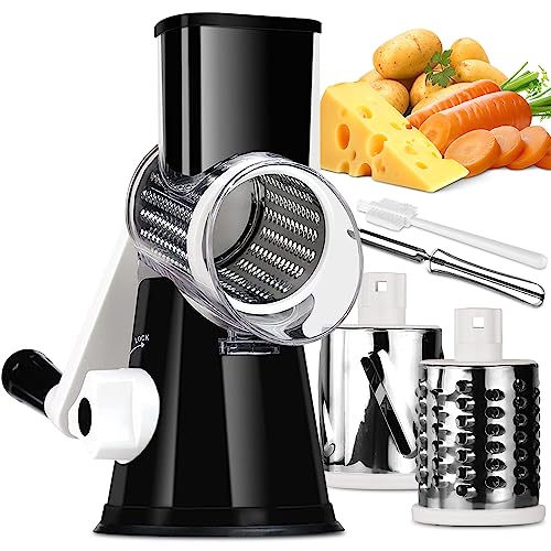 Rotary Cheese Grater Vegetable Shredder with Handle Round Kitchen Mandoline Slicer Grater for Nuts