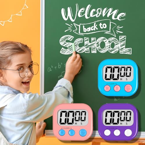 Digital Kitchen Classroom Timers for Kids Cooking 6pcs Blu Pk Pur (6 Count)