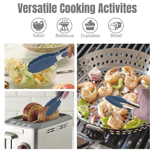 Silicone Kitchen Tongs for Cooking (Neutral Color)