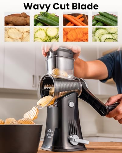 Rotary Cheese Grater Manual Hand Crank 5 Blade Shredder