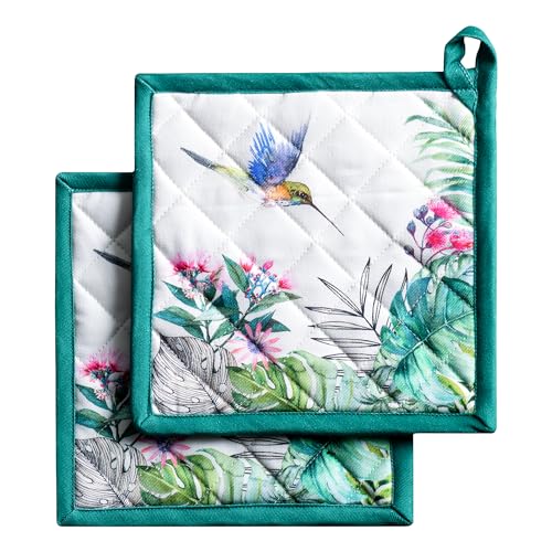 Pot Holders 100% Cotton Potholders (011 - Tropiques / 8" x 8" (Pot Holder Pack of 2))