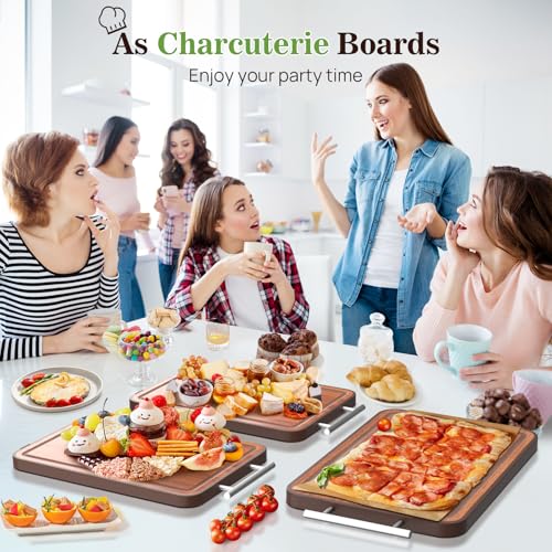 Double Sided Stainless Steel and Ebony Cutting Board