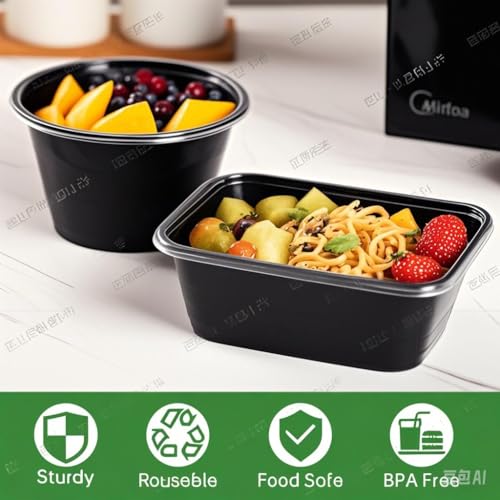24oz Square Plastic Meal Prep Containers Reusable With Lids (24 oz square box)