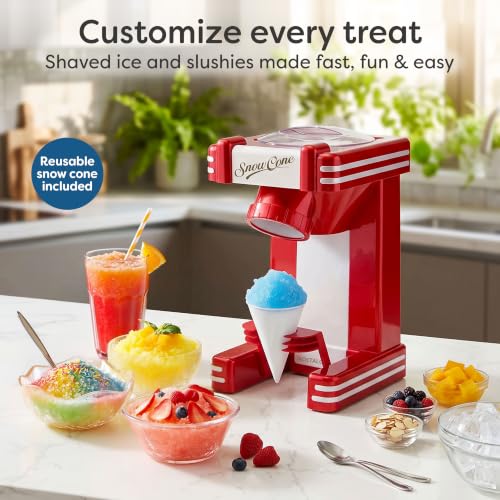 Snow Cone Shaved Ice Machine (Single Serve / Red)