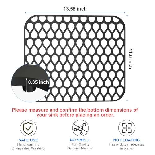 Silicone Sink Mat 2PCS TOOVEM Sink Protectors for Kitchen Sink Mats