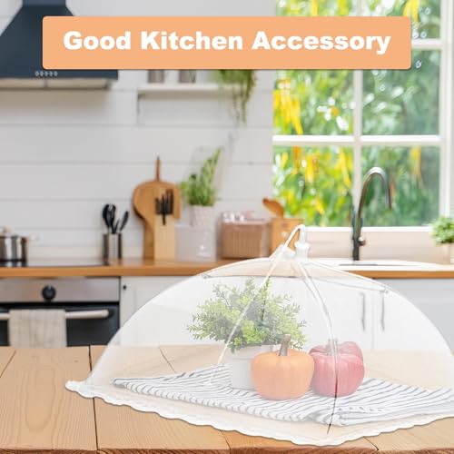 3 Pcs Large and Tall Food Covers 17" Mesh Food Covers for Outdoors Collapsible Food Protector Covers Tent for Parties Outdoor Picnics BBQs (17" / Rose)