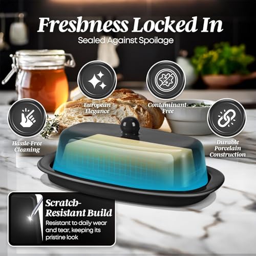 Standard Ceramic Butter Dish with Lid (Black / Standard)