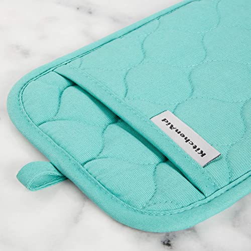 Quilted Cotton Terry Cloth Oven Mitt (Aqua Sky)