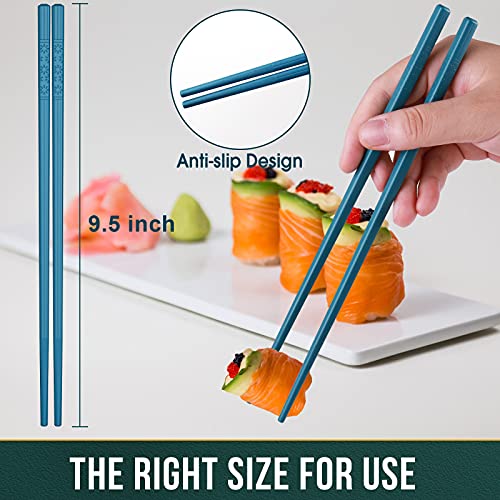 Chopsticks GLAMFIELDS 5 Pairs Premium Reusable Multicolour Chopsticks for Sushi Japanese Matte Anti (Multicolor)