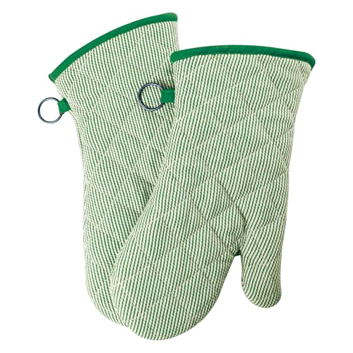 Yarn Dyed Oven Mitts 1 Pair (Green)