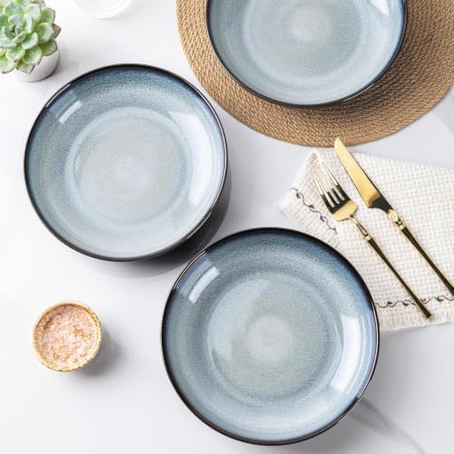 9.0" Ceramic Pasta Bowls Set of 4 (Set of 4 / Gray White)