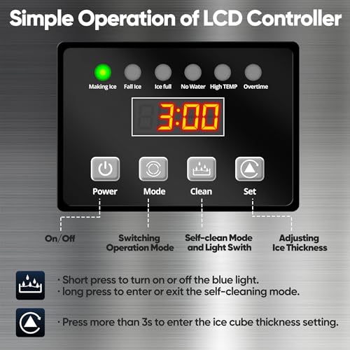 Commercial Ice Maker Machine (150lbs/24H / Commercial Ice Maker-Silver)